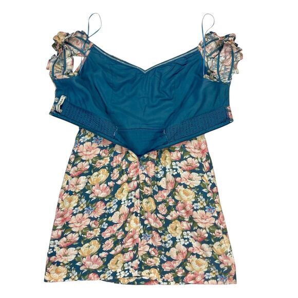 Abercrombie & Fitch Off Shoulder Mini Dress Women S Blue Floral Bohemian Beachy - Picture 8 of 14